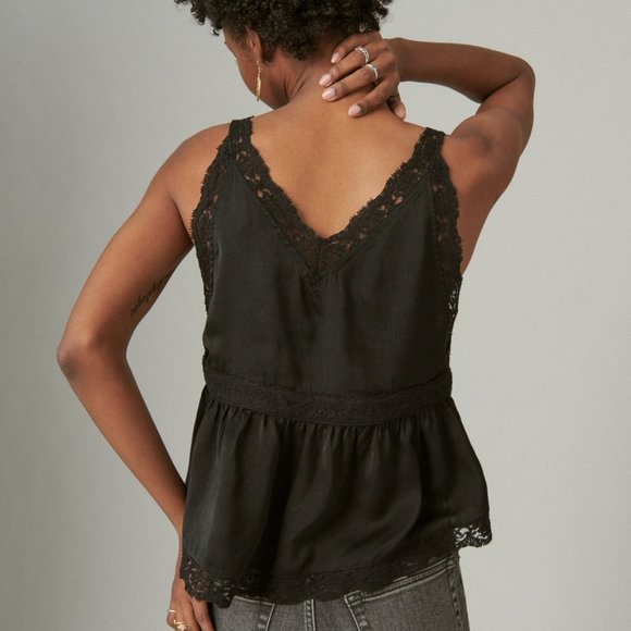 BLACK SATIN LACE BABYDOLL CAMI XXL - Picture 6 of 6